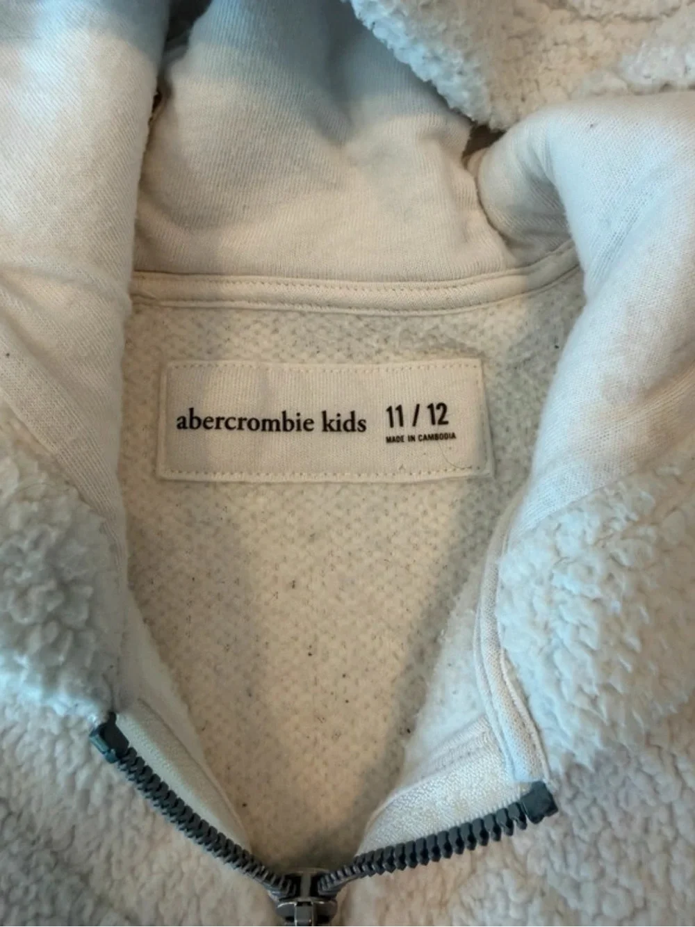 abercrombie kids Light Cream Hooded Sherpa Puffer Jacket